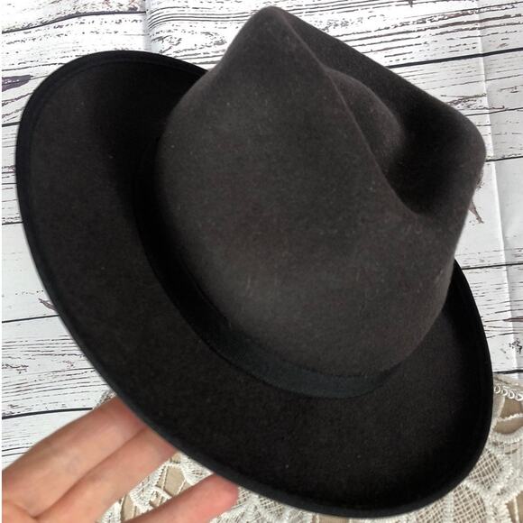 John Callanan Legacy brown wool Fedora hat with 3 stars on side main image 6